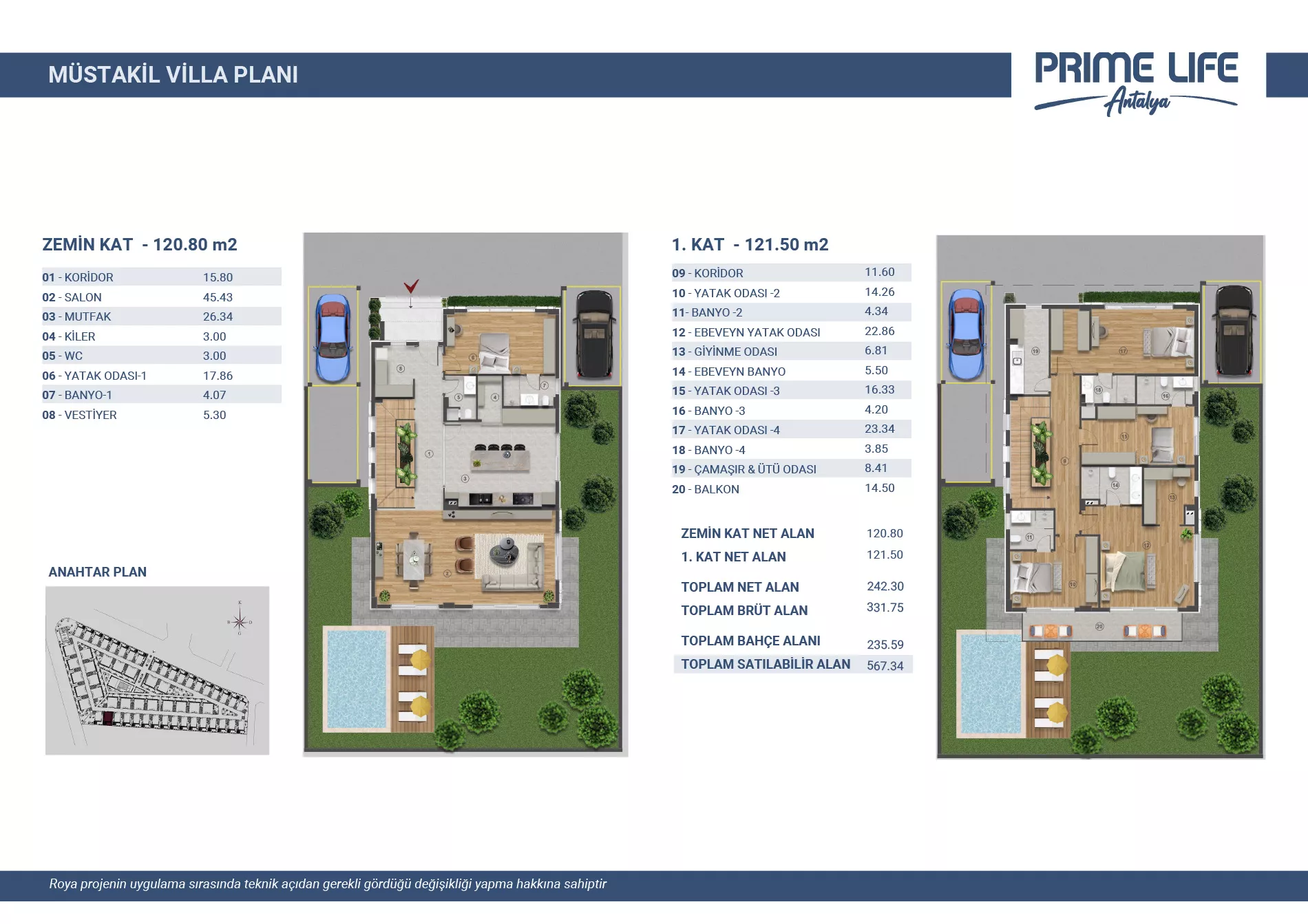 Müstakil Villa Kat Planı